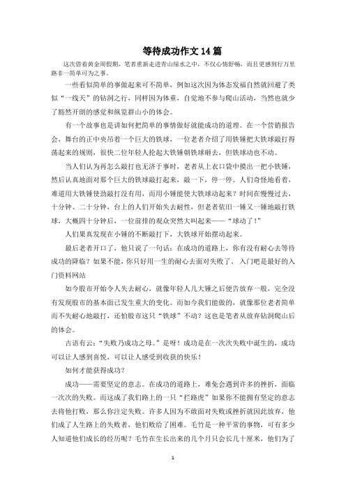 等待成功作文范文精选