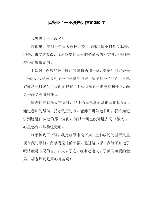 我失去了一小段光明作文350字.docx