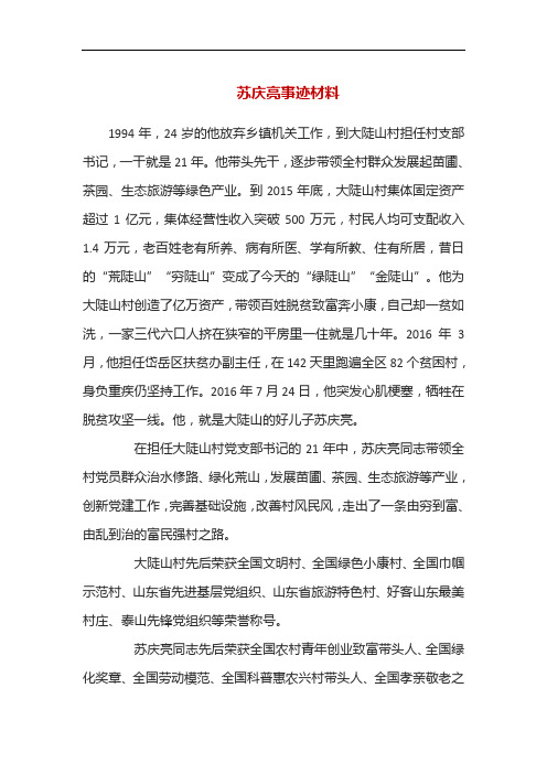 苏庆亮事迹材料