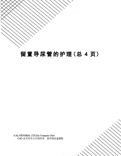 留置导尿管的护理