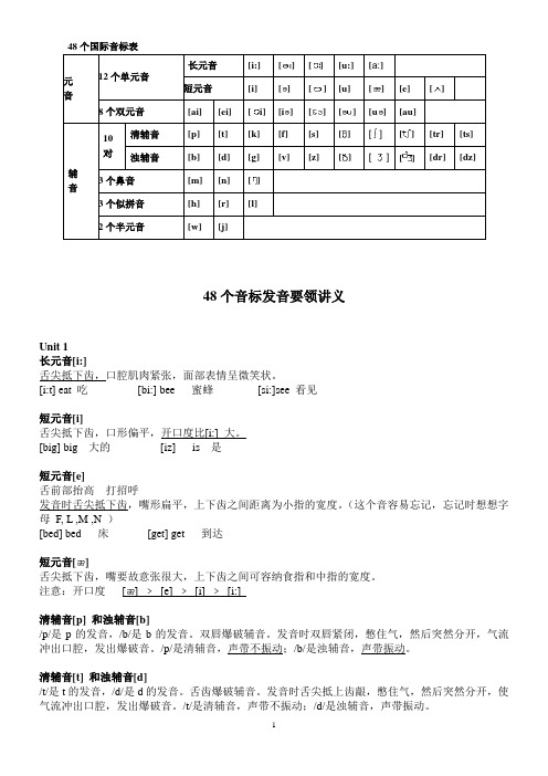 48个国际音标表发音整理