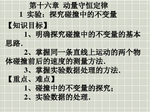 物理16.1《实验探究碰撞中的不变量》课件(1)(新人教版选修3-5).ppt