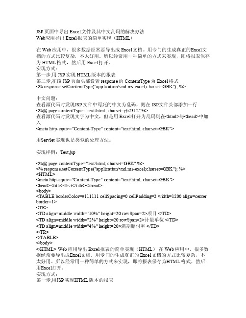 JSP页面中导出Excel文件及其中文乱码的解决办法