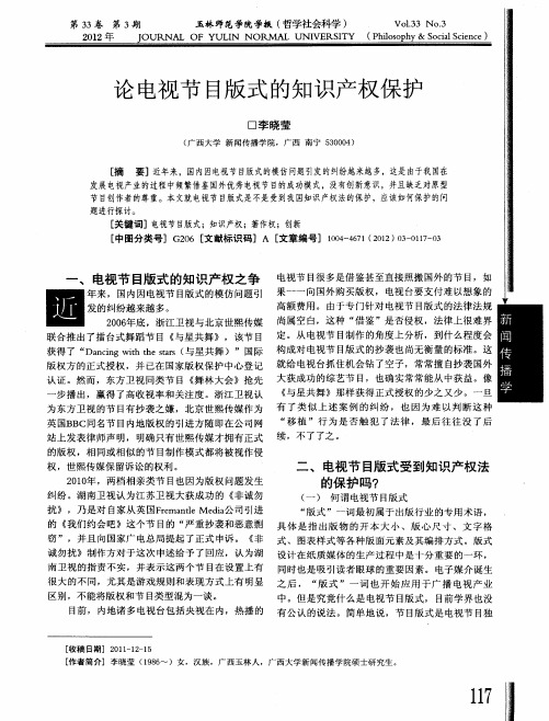 论电视节目版式的知识产权保护