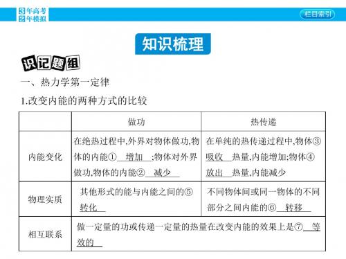 2016版《3年高考2年模拟课标物理》高考大一轮复习第3讲 热力学定律与能量守恒