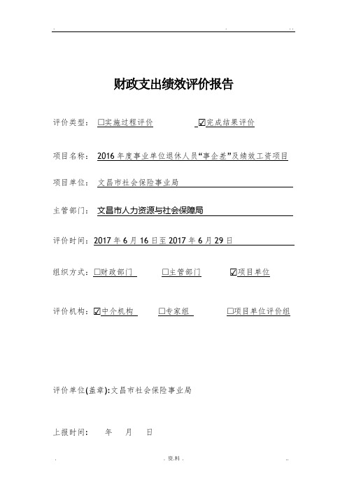 财政支出绩效评价报告(模板)