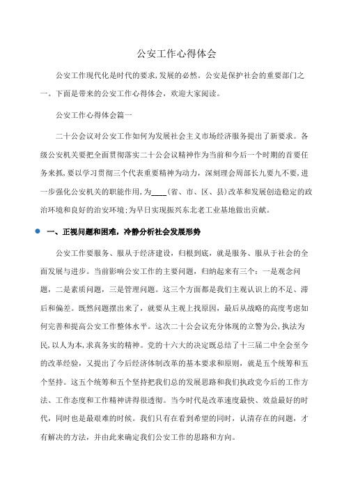 公安工作心得体会(心得体会)