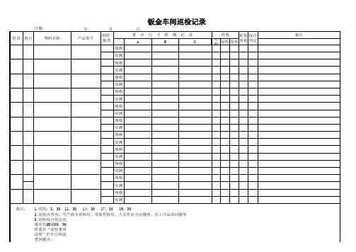钣金车间巡检记录