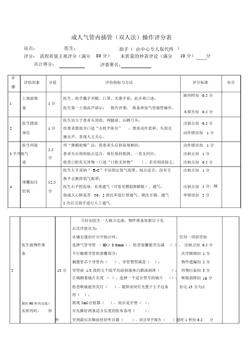 气管插管操作评分标准(版)