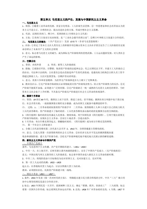 高中历史必修一 岳麓版第五单元 马克思主义的产生