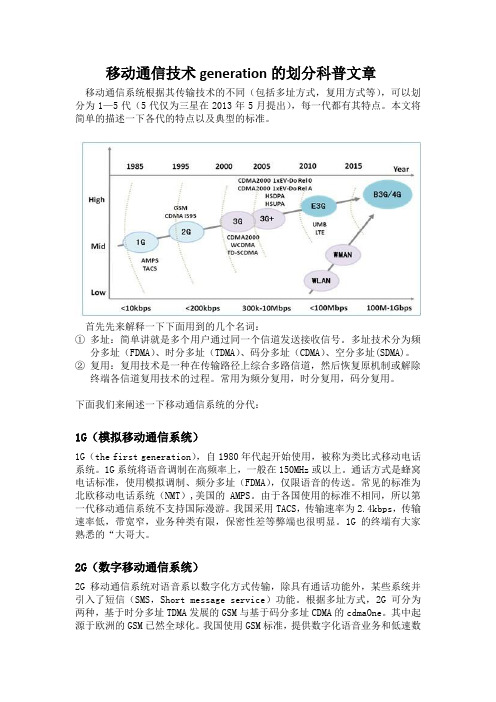 移动通信技术分代简介