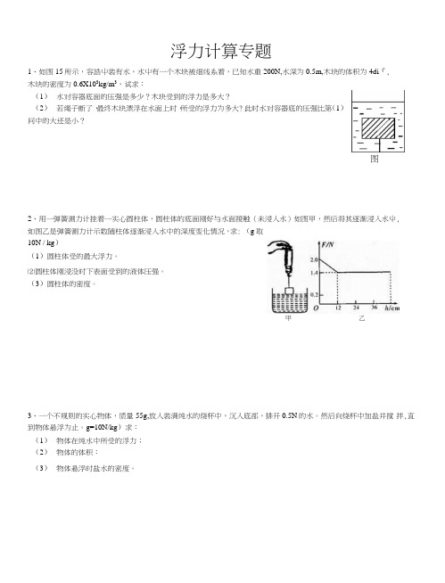 八年级物理浮力计算题.doc