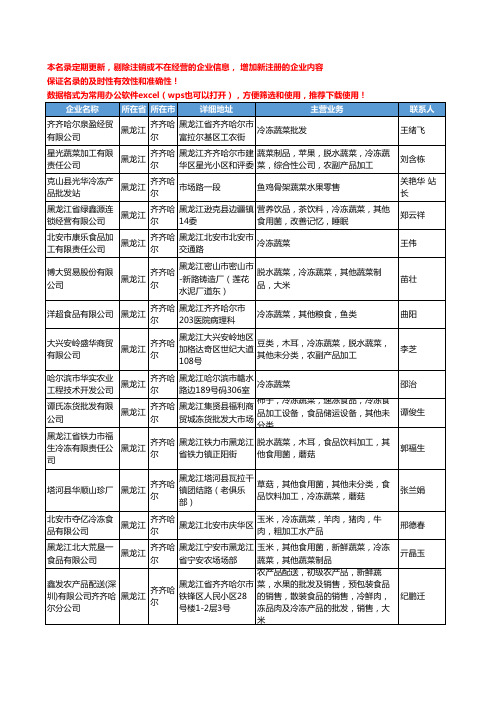 2020新版黑龙江省齐齐哈尔冷冻蔬菜工商企业公司名录名单黄页大全15家