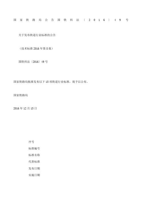 国家铁路局公告 国铁科法〔〕9号