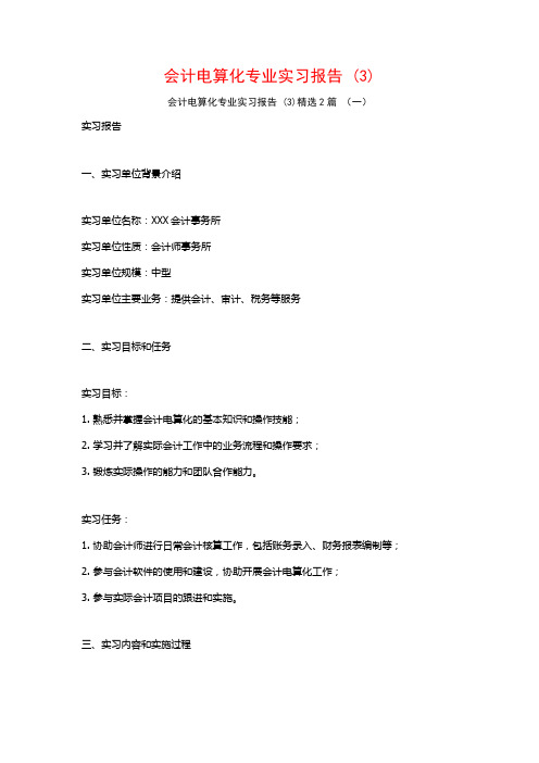 会计电算化专业实习报告2篇2