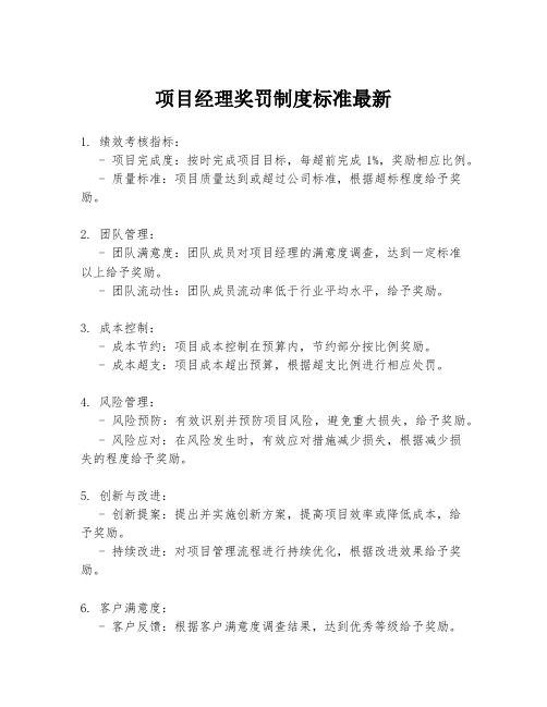项目经理奖罚制度标准最新