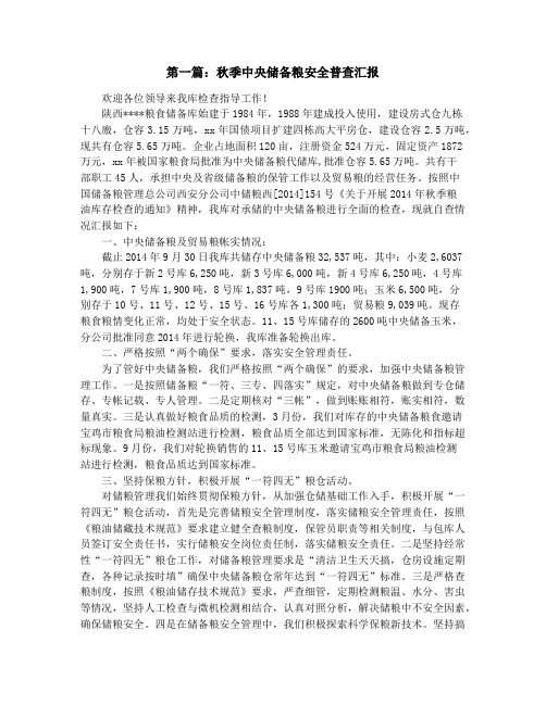 秋季中央储备粮安全普查汇报
