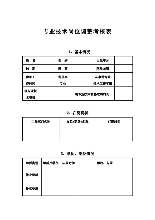 专业技术岗位调整考核表3