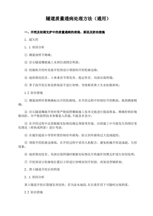 隧道工程质量病害及处理方法