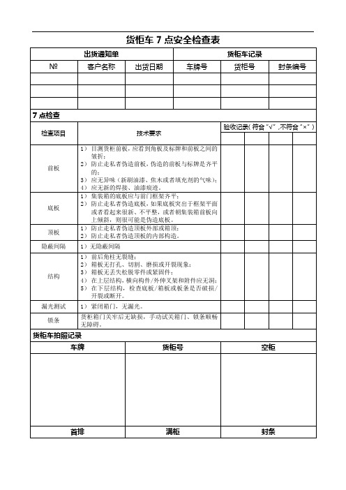 货柜车7点安全检查表