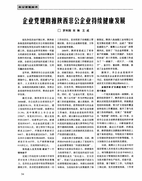 企业党建助推陕西非公企业持续健康发展