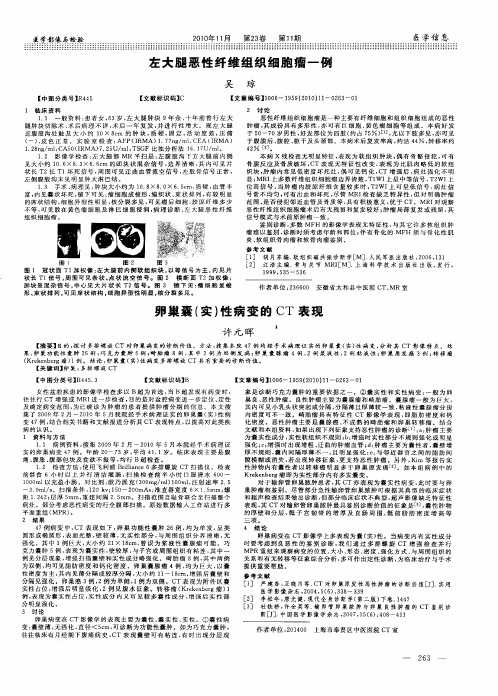 卵巢囊(实)性病变的CT表现