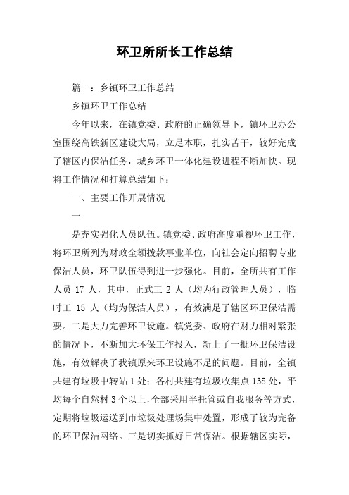 环卫所所长工作总结