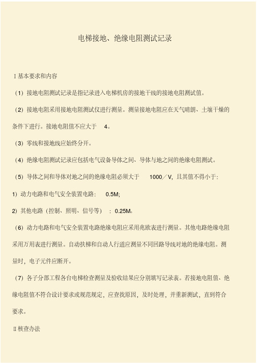推荐：电梯接地、绝缘电阻测试记录