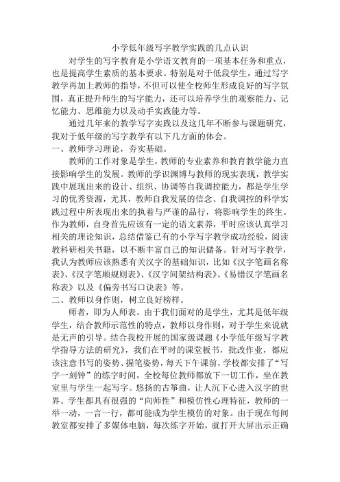 小学低年级写字教学之我见