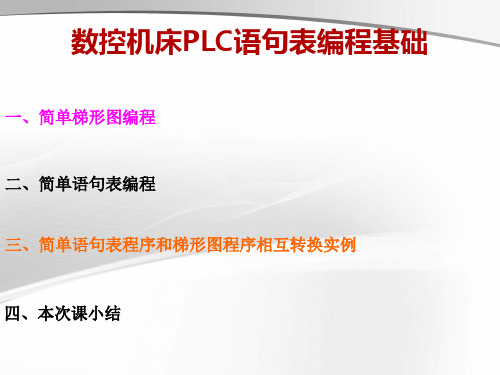 20数控机床PLC语句表编程基础