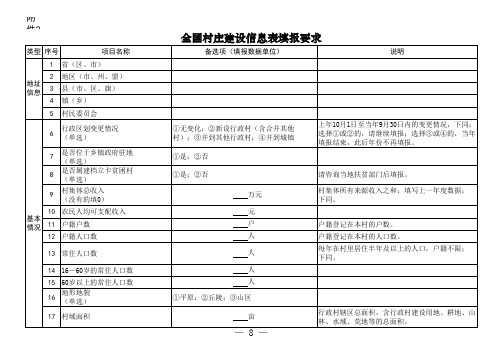 全国村庄建设信息表填报要求