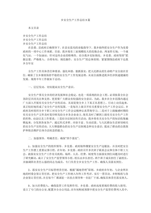 乡安全生产工作总结3篇.doc
