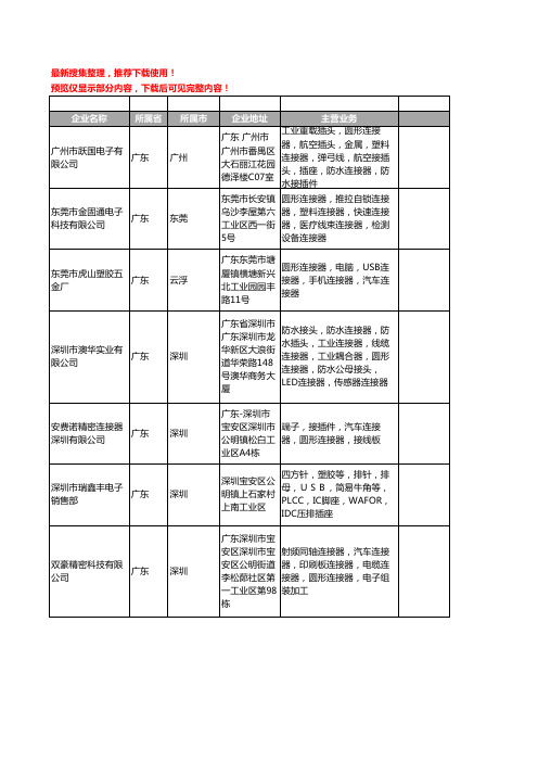 新版广东省圆形连接器工商企业公司商家名录名单联系方式大全128家