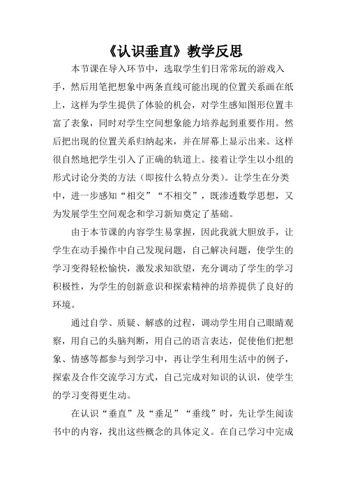 认识垂直教学反思