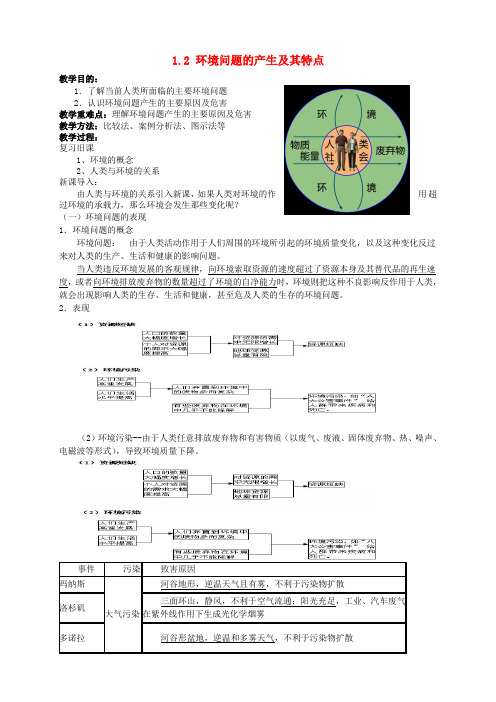 河南省安阳市高中地理(人教版 选修6)：教案+学案+课件+练习 当代环境问题的产生及特点教案 新人教版选修6
