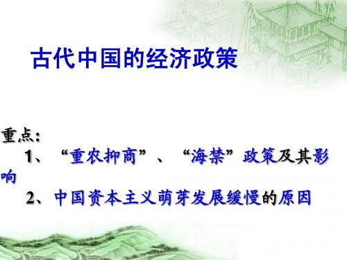 一轮复习  我国古代经济政策