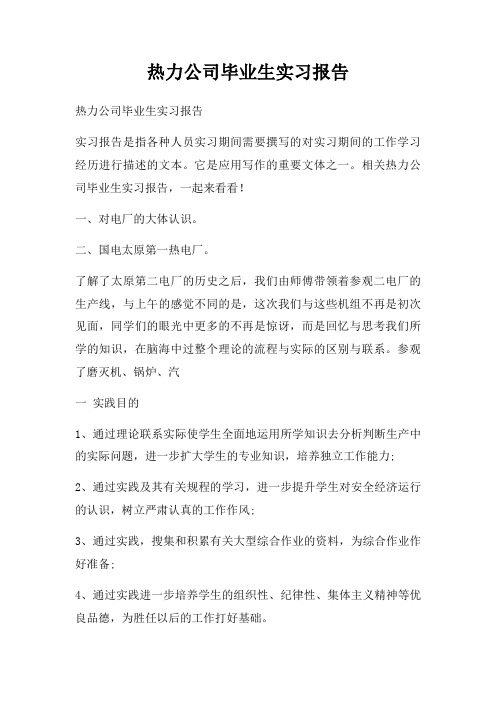 热力公司毕业生实习报告