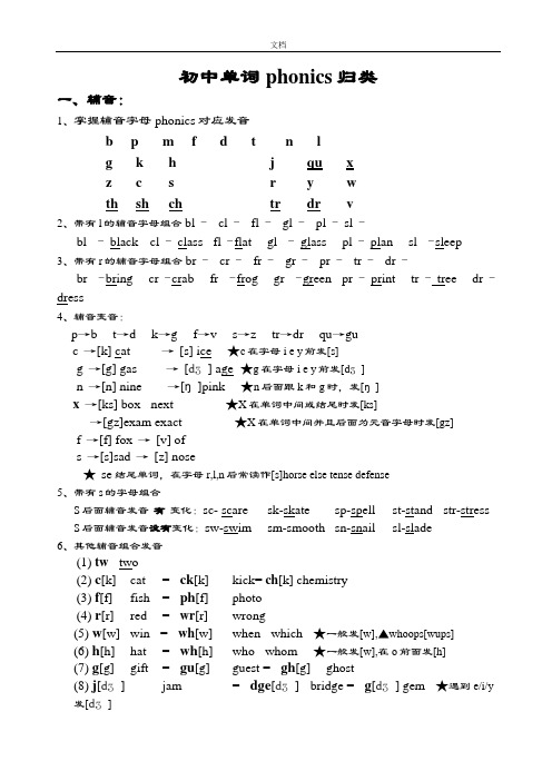 初中单词phonics归类(全册总表)
