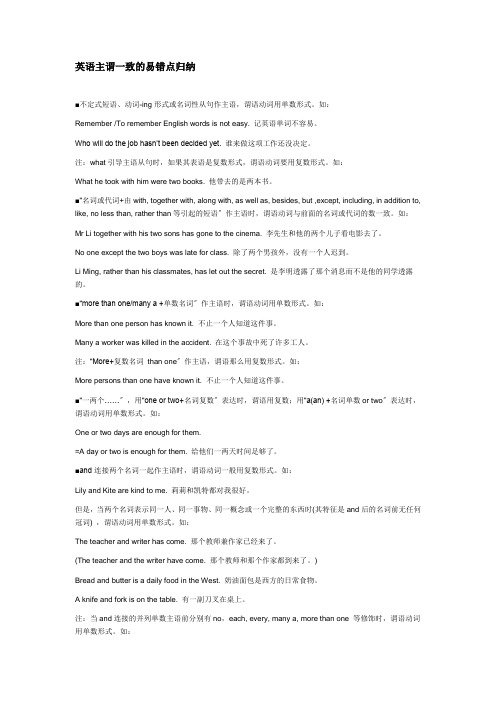 《英语主谓一致的易错点归纳》2022年专项练习附答案(推荐)