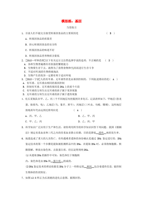 河北省沧州市献县垒头中学2016年中考生物基因模拟练习(含解析)