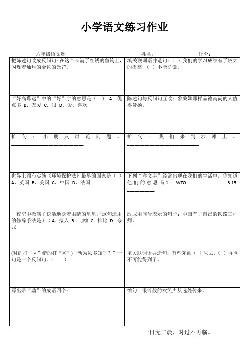 六年级语文课课通训练III (84)