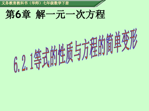 (华师大)七年级数学下册教学课件：6.2.1等式的性质与方程的简单变形(共20张PPT)