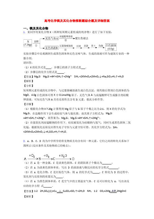 高考化学镁及其化合物推断题综合题及详细答案