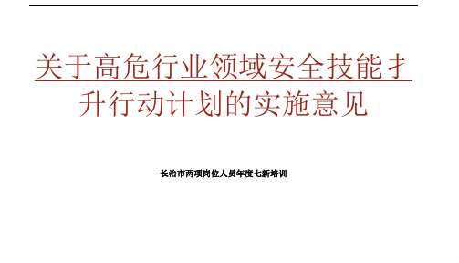 关于高危行业领域安全技能提升行动