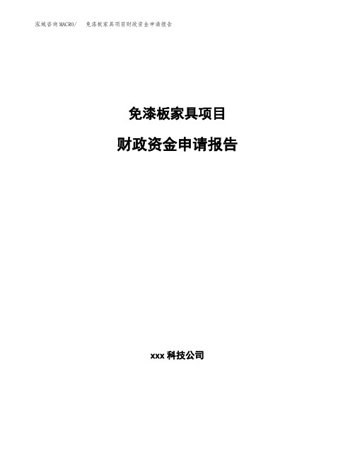 免漆板家具项目财政资金申请报告