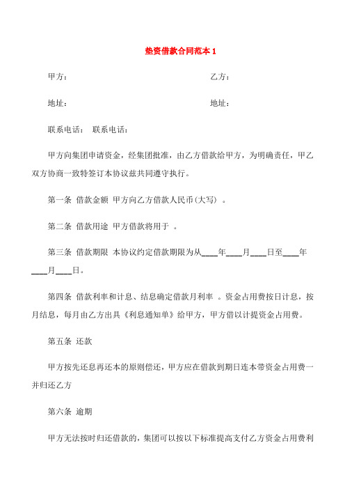 垫资借款合同范本3篇