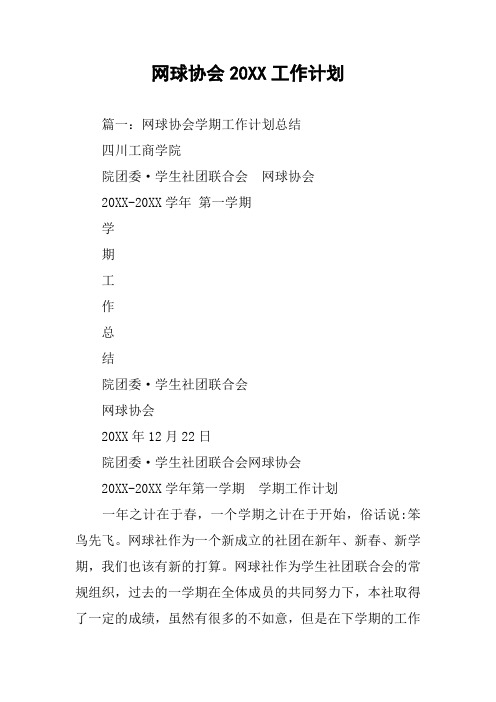 网球协会20XX工作计划
