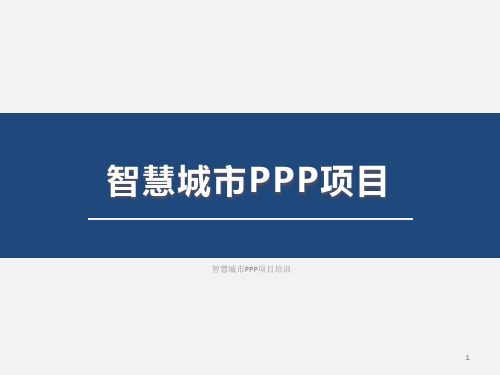 XX智慧城市PPP项目培训