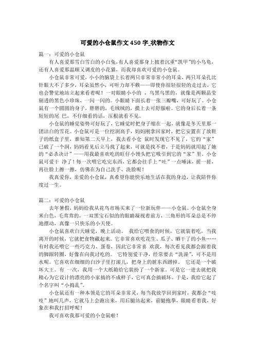 可爱的小仓鼠作文450字_状物作文