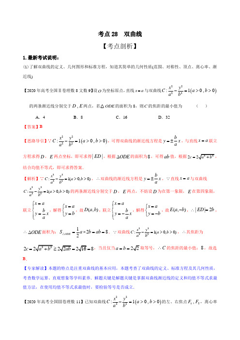 考点28 双曲线(解析版)
